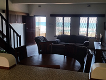 Comfortable, beach front 2.5 bedroom, 2 bathroom (shower & tub) unit, situated in Manaba. Open plan lounge, dining room & kitchen. DSTV connections (bring own decoder / card / cables), PVR's not compatible. Sea views from lounge & main bedroom. Private braai area & single lock up garage.